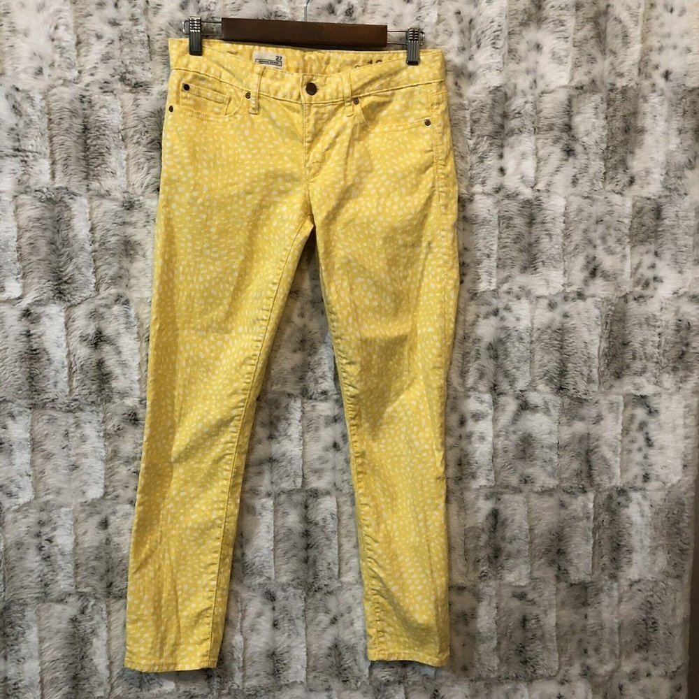 Gap 1969 Always Skinny Denim Jeans Yellow & White Dots Size 27 Stretch Low Rise